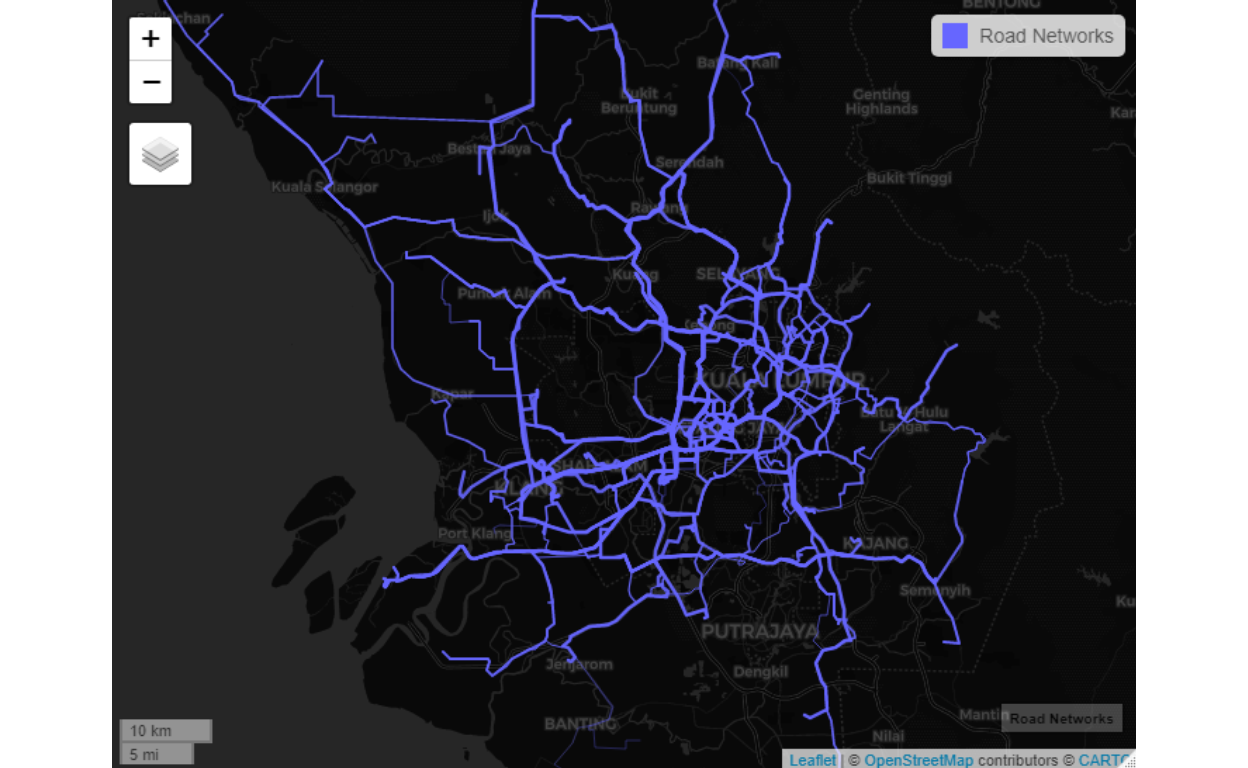 Road linkages between the clusters