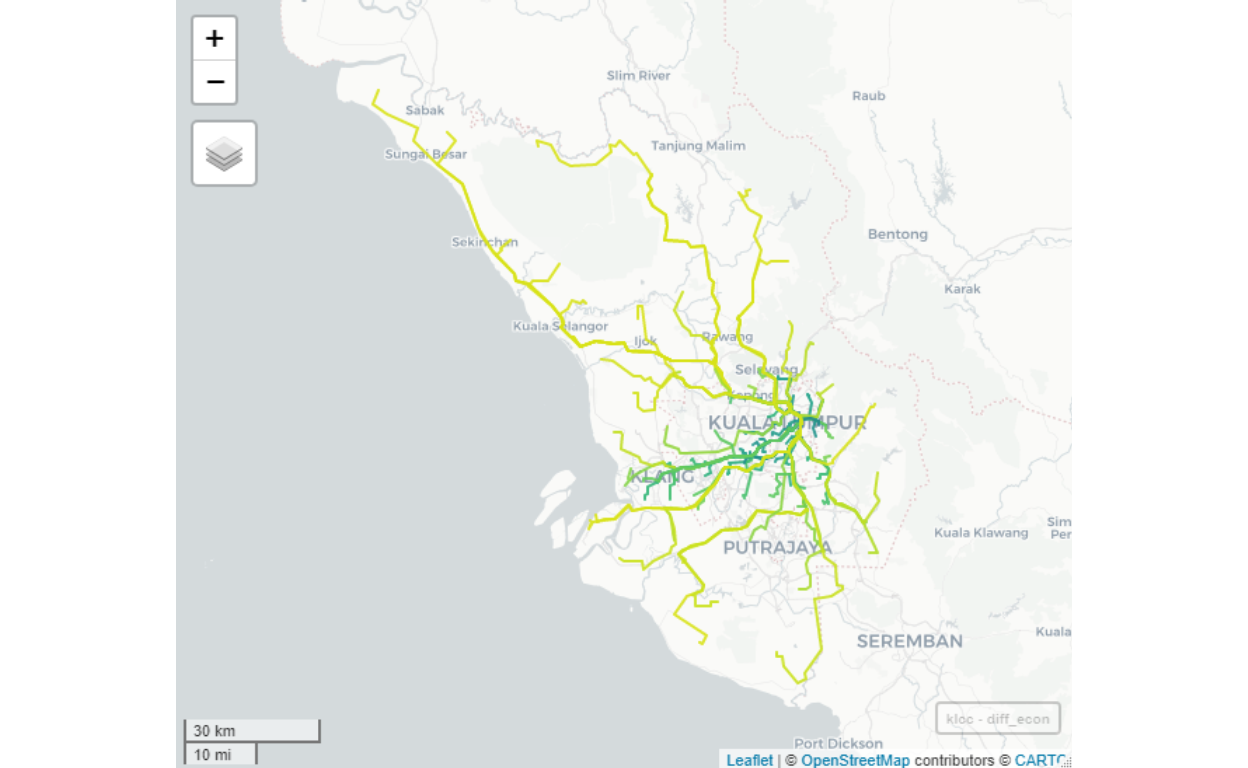 Flows to KLCC from all possible origins