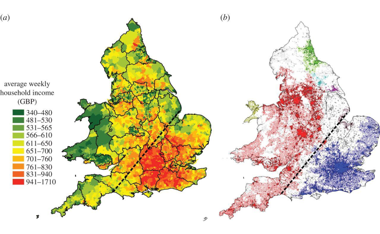 Percolation process applied to Great Britain (Source: Arcaute et. al (2016))