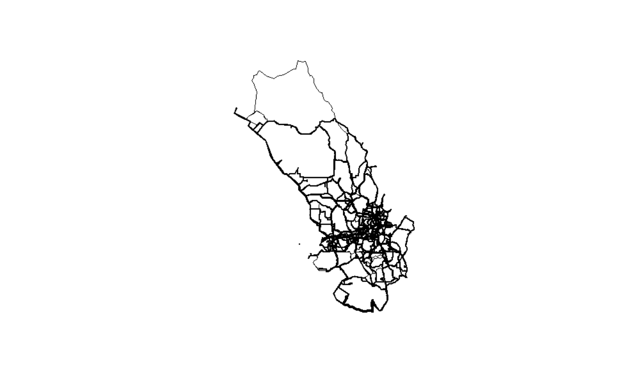 Road networks by degree of importance