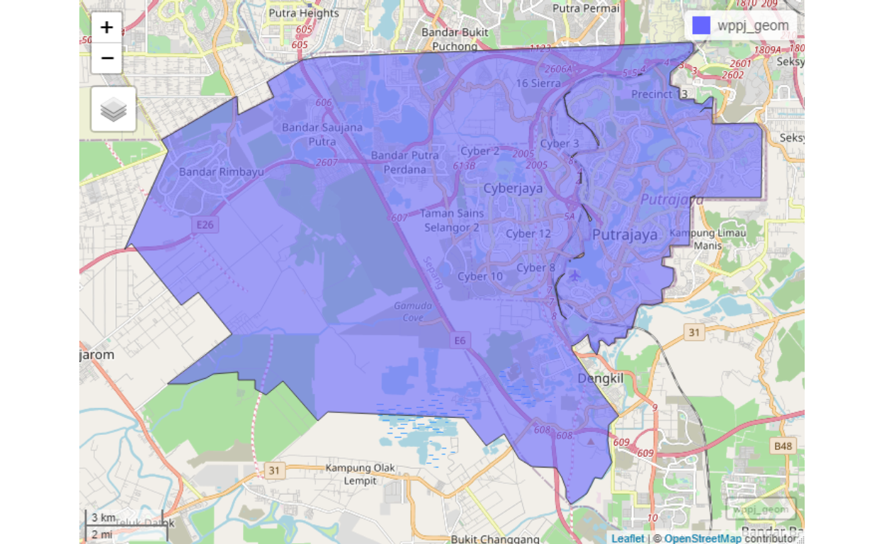 Cluster map for Putrajaya/Cyberjaya