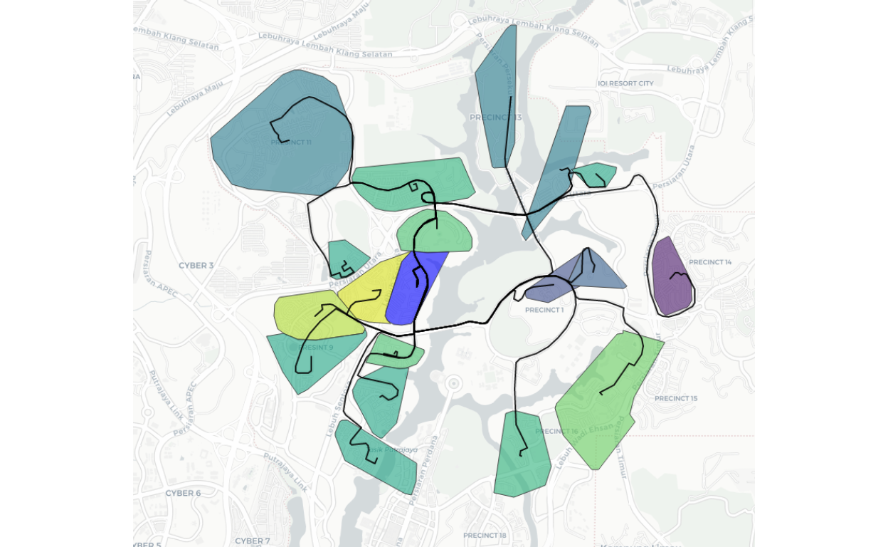 Cluster 57 road links to nearby residential clusters